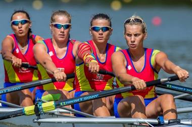 Echipajul patru rame feminin al României, medaliat cu argint la Campionatul Mondial pentru tineret de la Plovdiv