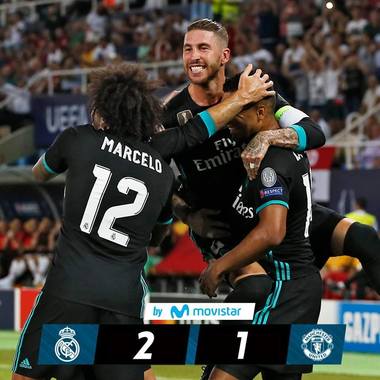 Sergio Ramos a primit trofeul Supercupei Europei de la preşedintele UEFA, Aleksander Ceferin