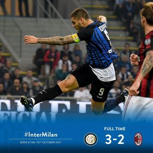 Serie A: Inter a câştigat derbiul cu AC Milan, scor 3-2. Icardi a marcat trei goluri, ultimul din penalti în minutul 90