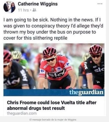 Soţia lui Bradley Wiggins l-a făcut "reptilă târâtoare" pe Chris Froome, apoi şi-a cerut scuze