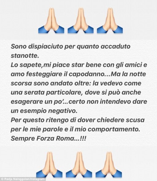Nainggolan, amendat de AS Roma cu 100.000 de euro, după ce a postat pe Instagram un filmuleţ în care apare beat şi fumând
