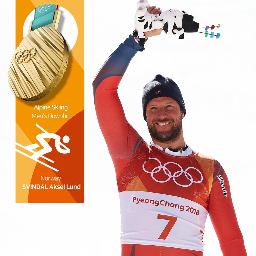 La 35 de ani, norvegianul Aksel Lund Svindal a devenit campion olimpic în proba de coborâre 