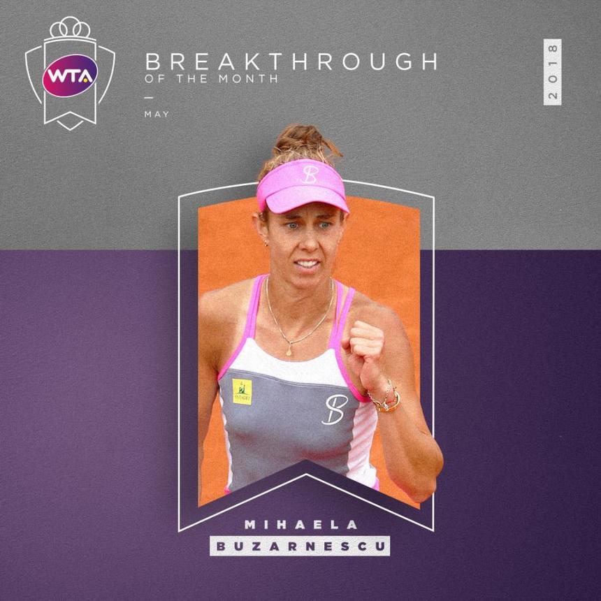 WTA: Mihaela Buzărnescu a fost aleasă "Revelaţia lunii mai"