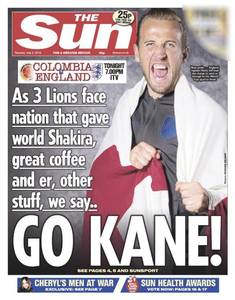 Prima pagină din The Sun provoacă indignare în Columbia, înaintea meciului cu Anglia