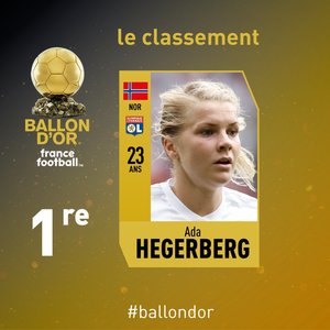 Ada Hegerberg, prima câştigătoare a Balonului de Aur la fotbal feminin