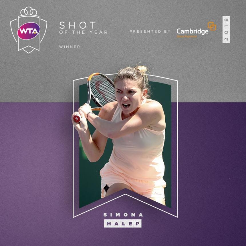 Simona Halep a câştigat premiul WTA pentru lovitura anului 