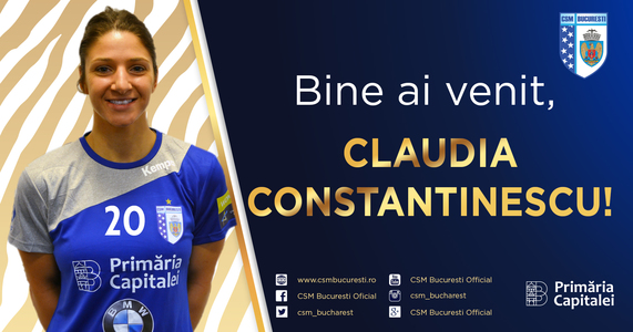 Claudia Constantinescu, de la HC Zalău la campioana CSM Bucureşti; handbalista va debuta cu Gyor, în Liga Campionilor