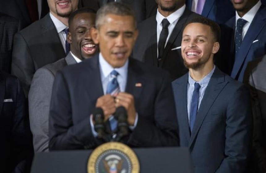 Campioana en titre din NBA, Golden State Warriors, l-a vizitat pe fostul preşedinte Barack Obama