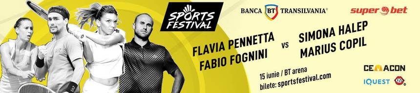 Simona Halep va participa la Sports Festival, la Cluj, alături de Marius Copil, Flavia Pennetta şi Fabio Fognini