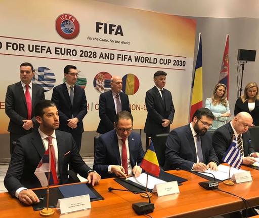 Memorandumul de înţelegere între România, Serbia, Bulgaria şi Grecia, pentru constituirea Comitetului de organizare în vederea candidaturii comune pentru CE-2028 şi CM-2030 a fost semnat la Salonic