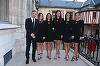 Jucătoarele din echipa României, în ţinute elegante, negre, la dineul dinaintea semifinalei Fed Cup cu Franţa