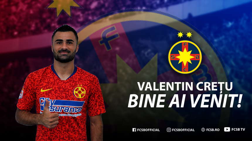 FCSB anunţă transferul lui Valentin Creţu, de la CS Gaz Metan Mediaş