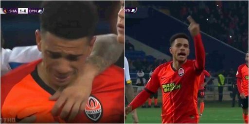 Taison a fost eliminat pentru că a răspuns insultelor rasiste venite din tribună şi a părăsit terenul în lacrimi - VIDEO
