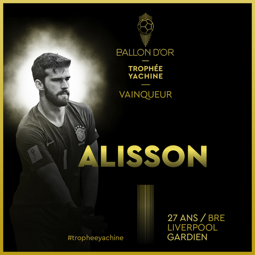 Alisson Becker a câştigat prima ediţie a trofeului Lev Iaşin, acordat celui mai bun portar