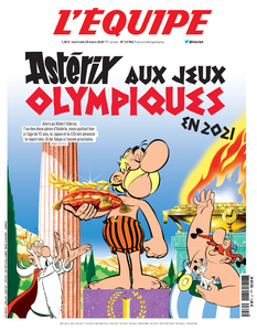 Primă pagină-omagiu a publicaţiei L'Equipe pentru Albert Uderzo: Asterix, la Jocurile Olimpice... din 2021