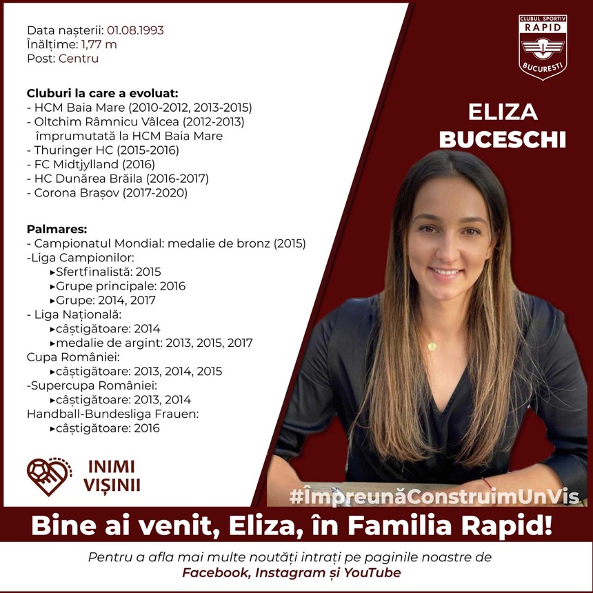 Eliza Buceschi a semnat cu Rapid