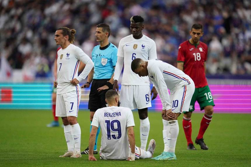 Victorie pentru Franţa într-un amical cu Bulgaria, scor 3-0. Benzema a părăsit terenul din cauza unei probleme musculare