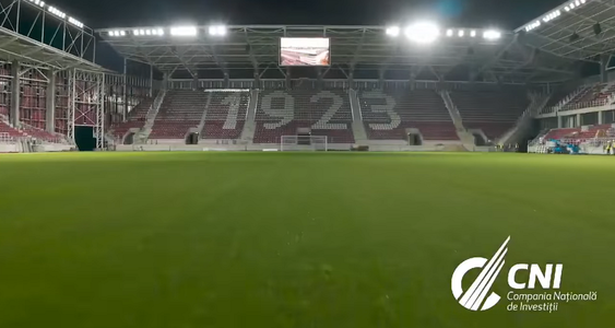 Stadionul Rapid, aproape de finalizare. S-au făcut probele instalaţiei de nocturnă – VIDEO