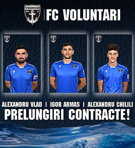 FC Voluntari anunţă prelungirile de contracte cu 3 jucători