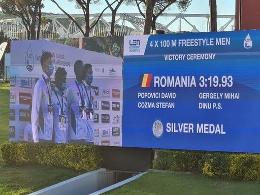 CE de înot pentru juniori: Argint pentru ştafeta de 4x100 m liber masculin. Record mondial pentru David Popovici