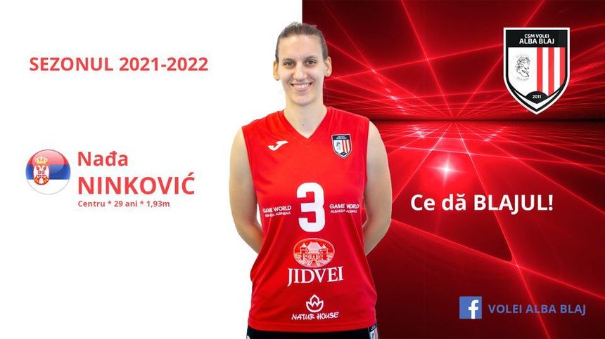 Centrul Nađa Ninković revine la Volei Alba Blaj, după un sezon petrecut în Polonia