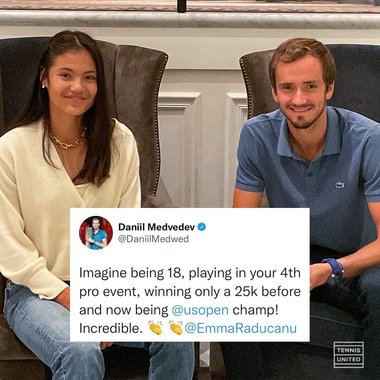 Daniil Medvedev, despre Emma Răducanu: Incredibil ce a realizat!. El a postat o fotografie alături de sportiva britanică