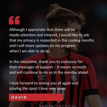 Galezul David Brooks, de la Bournemouth, are cancer limfatic