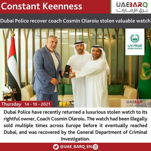 Ceasul lui Olăroiu, furat în Italia, a fost recuperat la Dubai