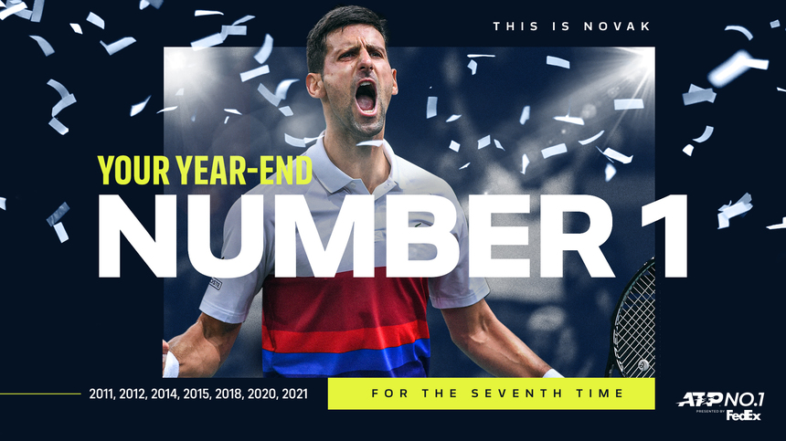 Performanţă remarcabilă a lui Djokovici: 2021 este al şaptelea an pe care îl va încheia lider în clasamentul ATP