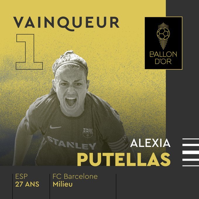 Alexia Putellas, câştigătoare a Balonului de Aur în fotbalul feminin