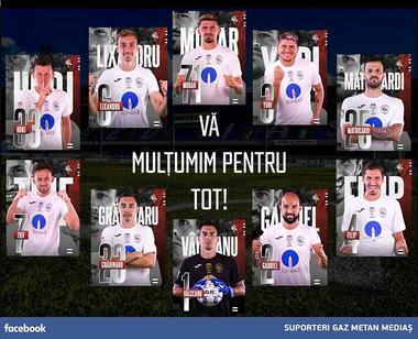 Gaz Metan Mediaş: 9 jucători au fost declaraţi liberi de contract, anunţă site-ul suporterilor medieşeni
