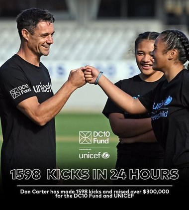 Dan Carter a reuşit provocarea de a marca 1.598 de lovituri de penalizare pentru o cauză nobilă
