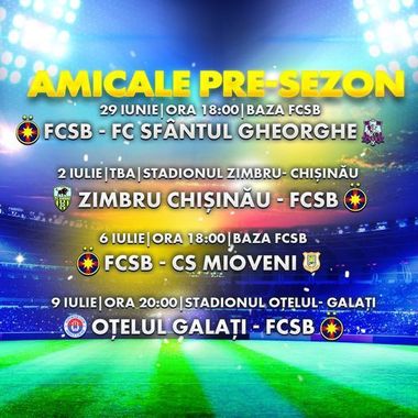 Patru partide amicale pentru FCSB în această vară. Reunirea are loc în 14 iunie