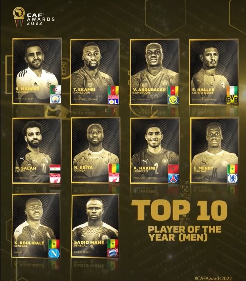 Mané şi Salah nominalizaţi pentru titlul de ”Cel mai bun jucător african” al anului 2022