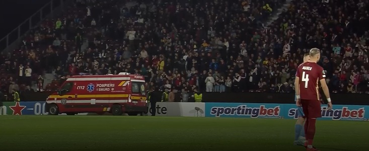 Meciul CFR Cluj - Slavia Praga a fost întrerupt 15 minute, după ce unui spectator i s-a făcut rău în tribună