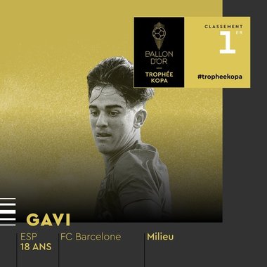 Gavi (FC Barcelona), recompensat cu trofeul Kopa pentru cel mai bun tânăr jucător la gala Balonului de Aur