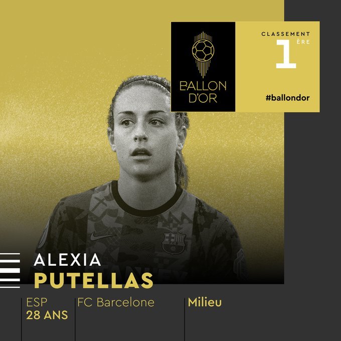 Alexia Putellas, câştigătoare a Balonului de Aur la feminin