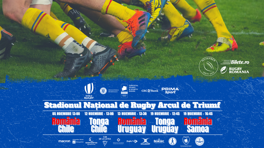 Rugby România: November Tests, la Bucureşti, cu echipe care vor juca anul viitor la CM din Franţa. S-au pus în vânzare biletele pentru turneu