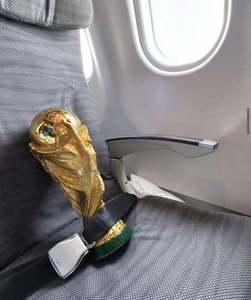 Cupa Mondială a avut locul său în avionul Argentinei şi a fost legată cu centura de siguranţă. Cât cântăreşte şi cât costă trofeul