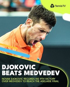 Novak Djokovici l-a învins pe Daniil Medvedev şi s-a calificat în finală la Adelaide. Sârbul luptă duminică pentru al 92-lea titlu al carierei