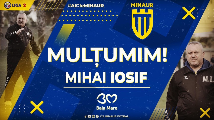 Liga 2: Mihai Iosif nu mai este antrenorul echipei Minaur Baia Mare