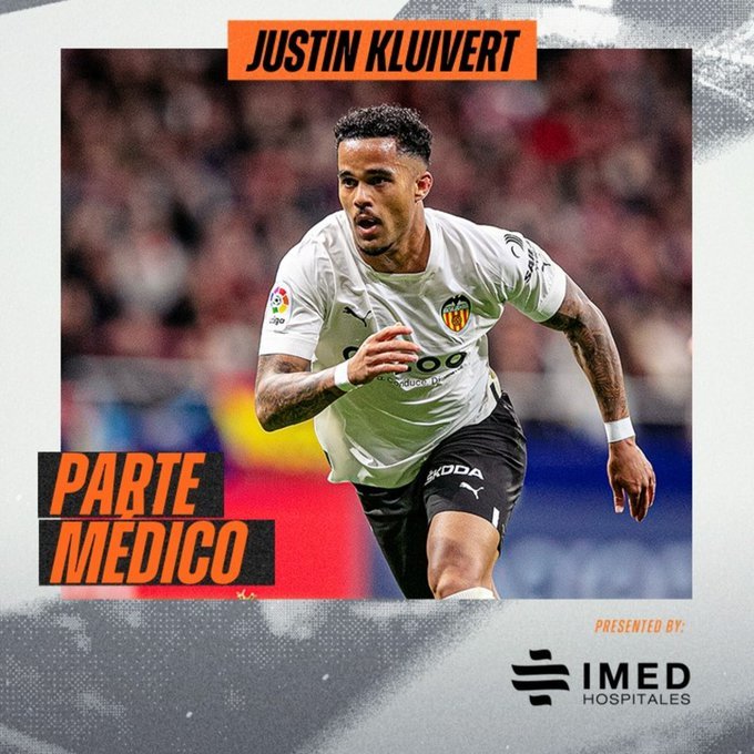 Justin Kluivert (Valencia) s-a accidentat şi va lipsi de pe teren pentru mai mult timp