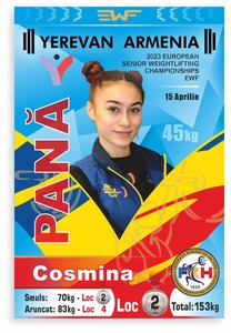 Haltere: Cosmina Pană, două medalii de argint la Europenele din Armenia