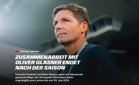 Eintracht Frankfurt şi antrenorul Oliver Glasner se despart la finalul sezonului