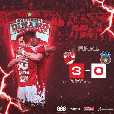 Dinamo a câştigat derbiul cu Steaua, scor 3-0, în Liga II. Meciul, marcat de incidente. Dinamoviştii mai speră la promovarea directă