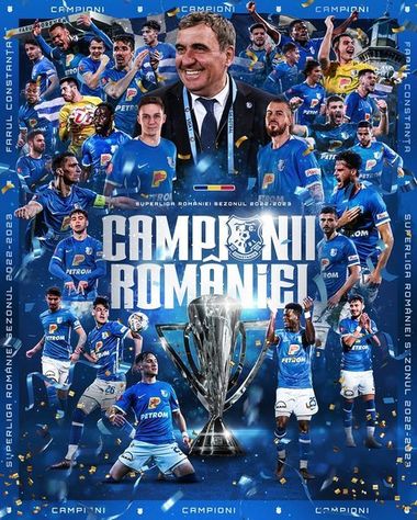 Titlu istoric la Constanţa. Jucătorii echipei Farul au primit trofeul de campioană a României. Hagi, pe teren alături de soţia sa - VIDEO