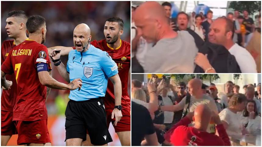 Arbitrul finalei Ligii Europa şi familia sa, atacaţi de suporterii echipei AS Roma la aeroport – VIDEO