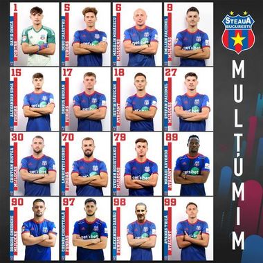 Steaua anunţă că se desparte de 16 jucători