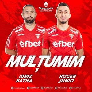 Superliga: Roger şi Batha pleacă de la UTA Arad