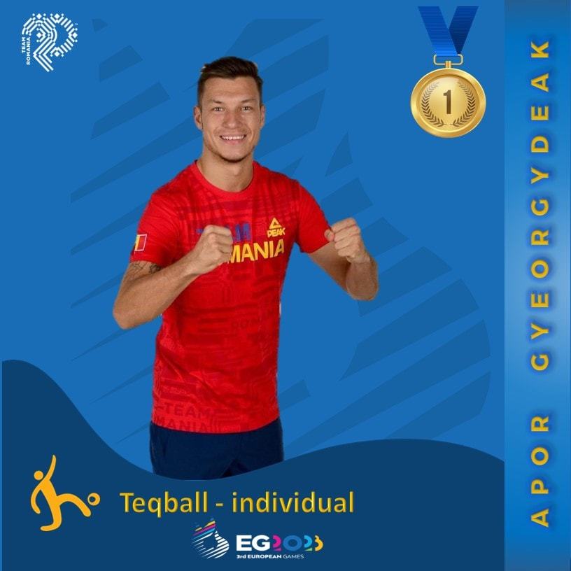Jocurile Europene: România a câştigat aurul la teqball şi la masculin. Totalul de până acum al delegaţiei tricolore, 14 medalii
